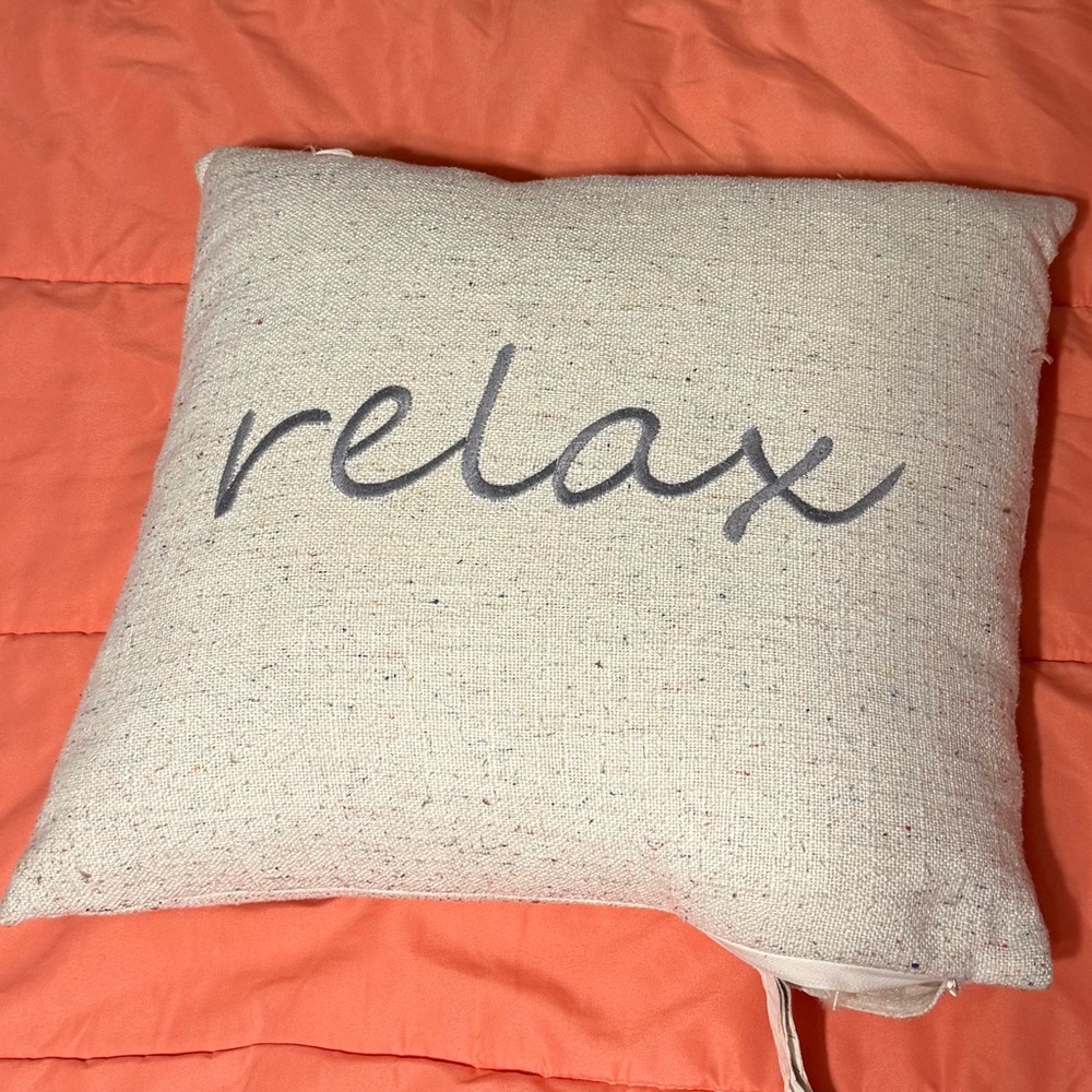 “relax” throw pillow